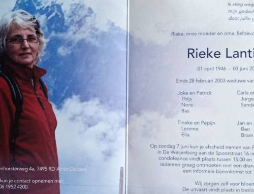 Overlijden Rieke Lantink